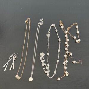 Bundle of Elegant Gold and Silver Pearl Necklace Set